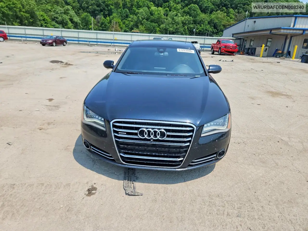 2014 Audi A8 L Quattro VIN: WAURGAFD0EN008240 Lot: 61203946