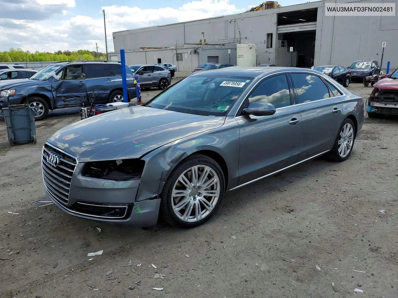 2015 Audi A8 L Tdi Quattro VIN: WAU3MAFD3FN002481 Lot: 49878956