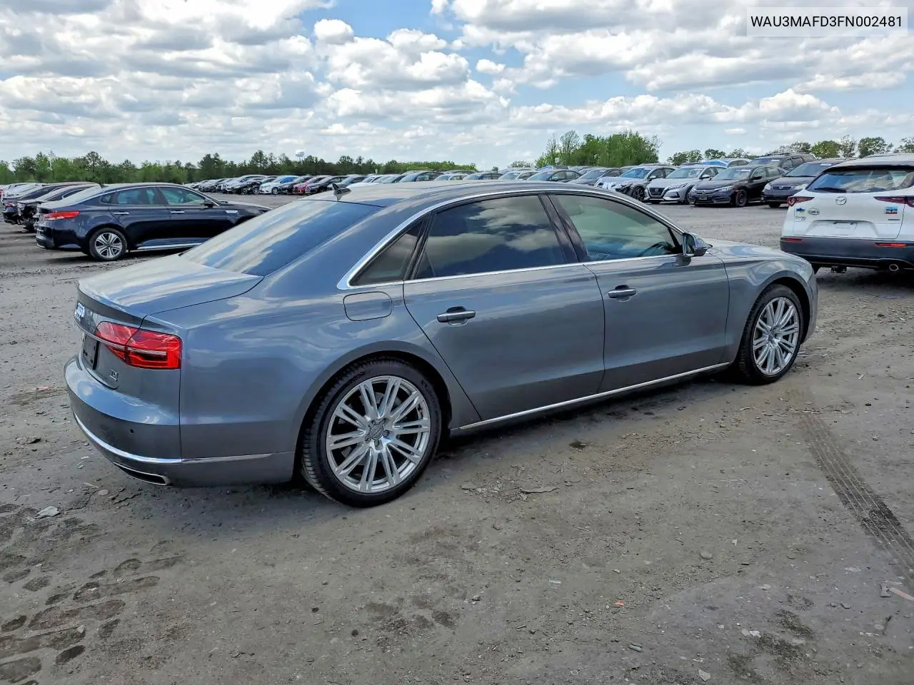 2015 Audi A8 L Tdi Quattro VIN: WAU3MAFD3FN002481 Lot: 49878956