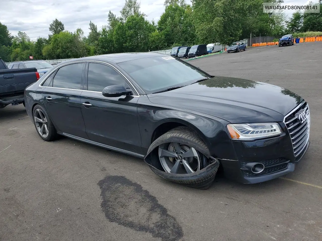 2016 Audi A8 L Quattro VIN: WAU43AFD8GN008141 Lot: 55465026