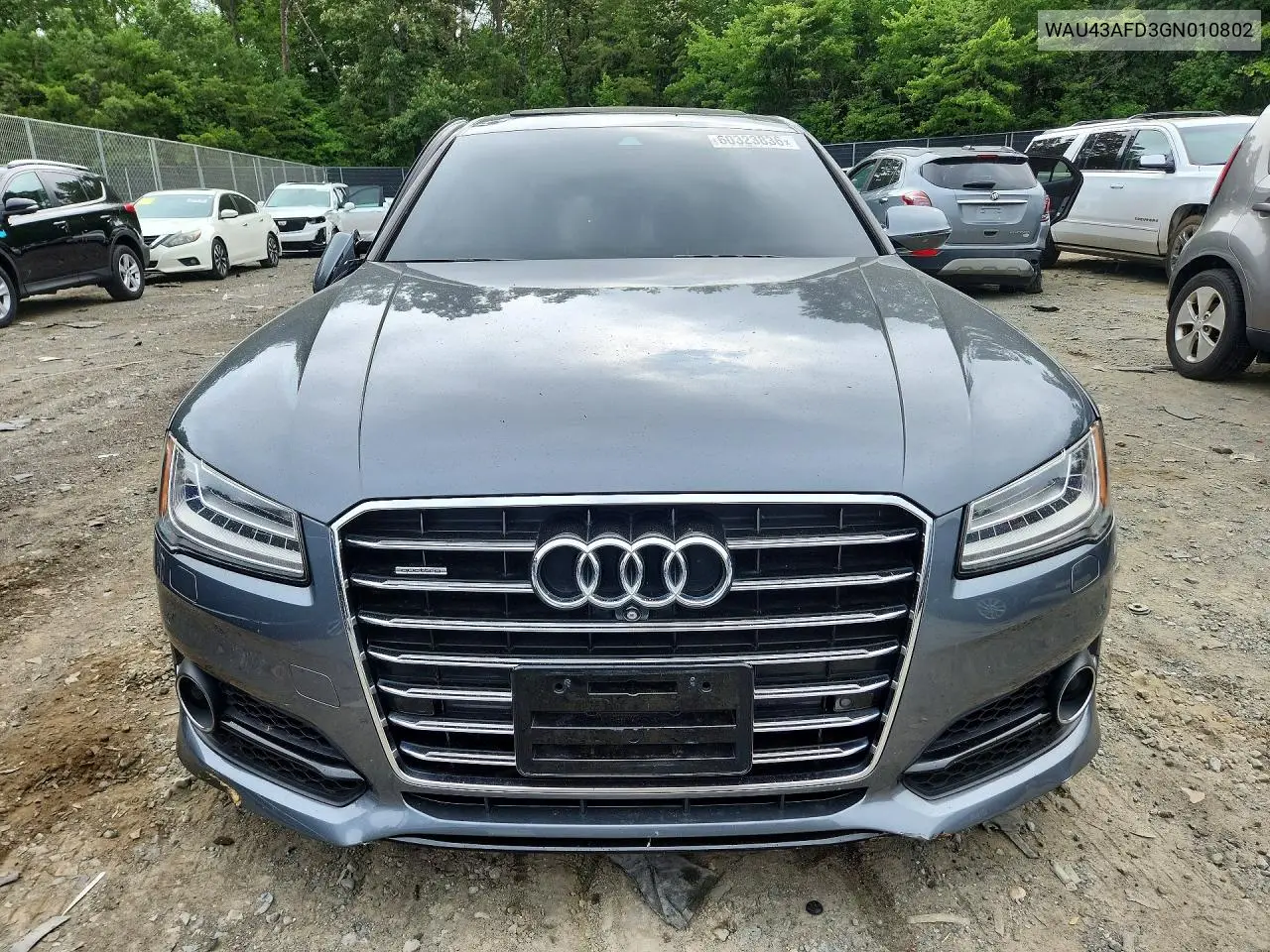 2016 Audi A8 L Quattro VIN: WAU43AFD3GN010802 Lot: 60323836