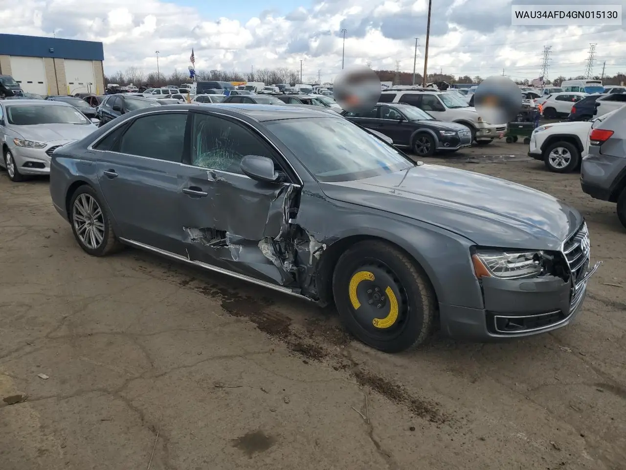 2016 Audi A8 L Quattro VIN: WAU34AFD4GN015130 Lot: 75018565