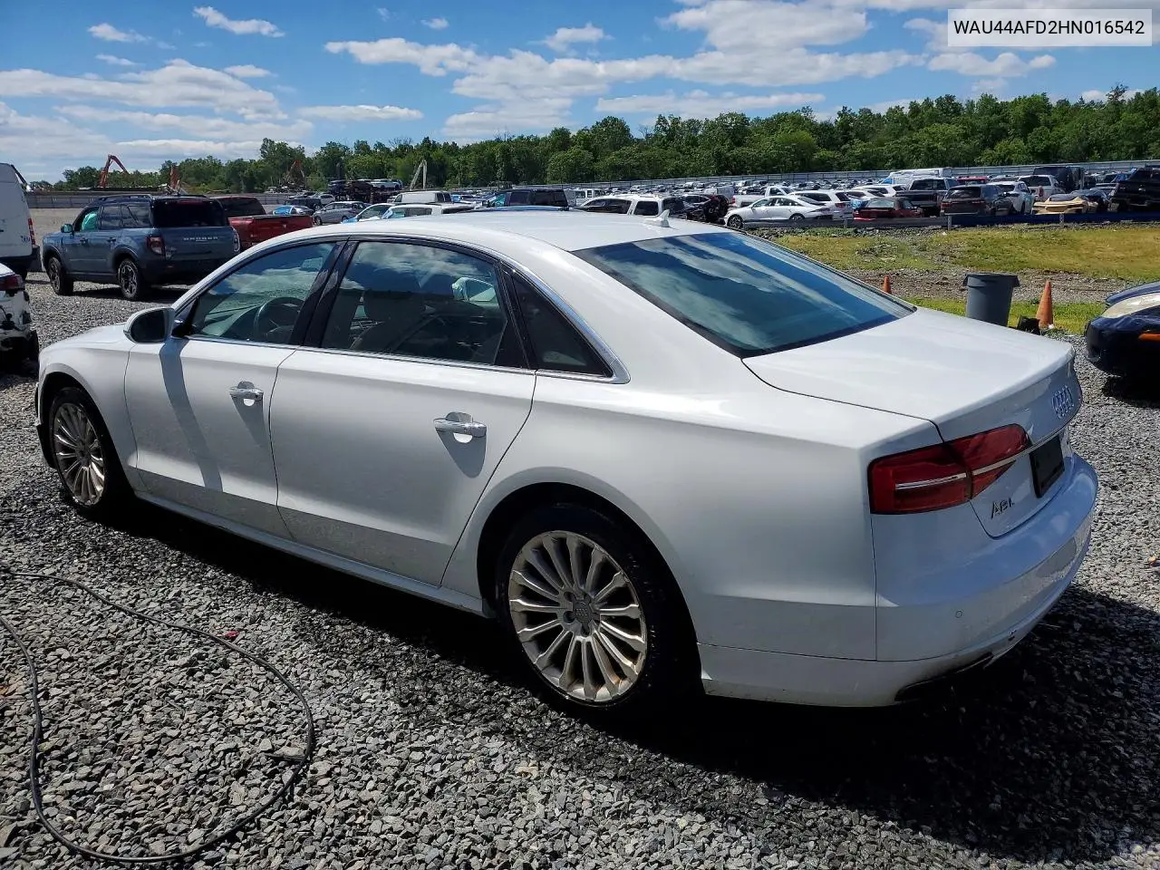 2017 Audi A8 L Quattro VIN: WAU44AFD2HN016542 Lot: 57298186