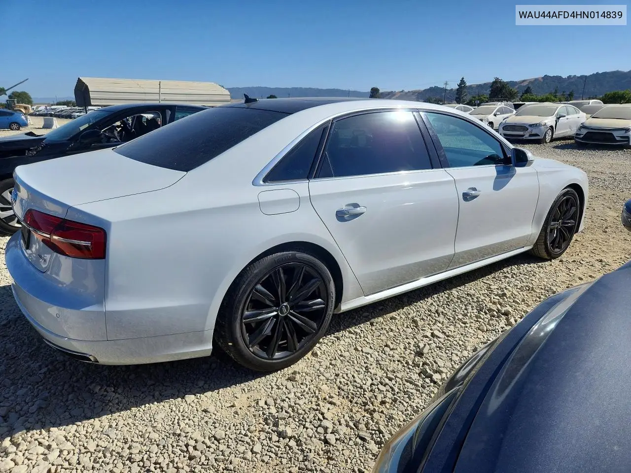 2017 Audi A8 L Quattro VIN: WAU44AFD4HN014839 Lot: 61589296