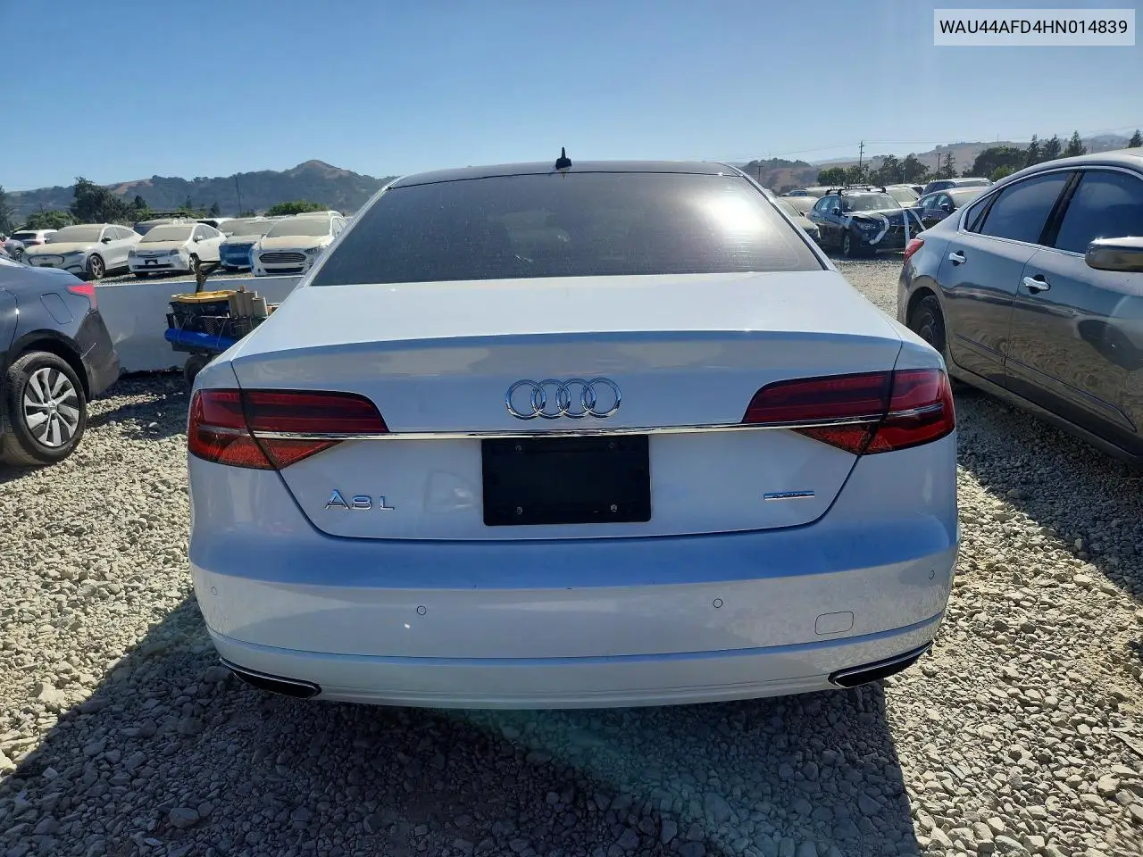 2017 Audi A8 L Quattro VIN: WAU44AFD4HN014839 Lot: 61589296