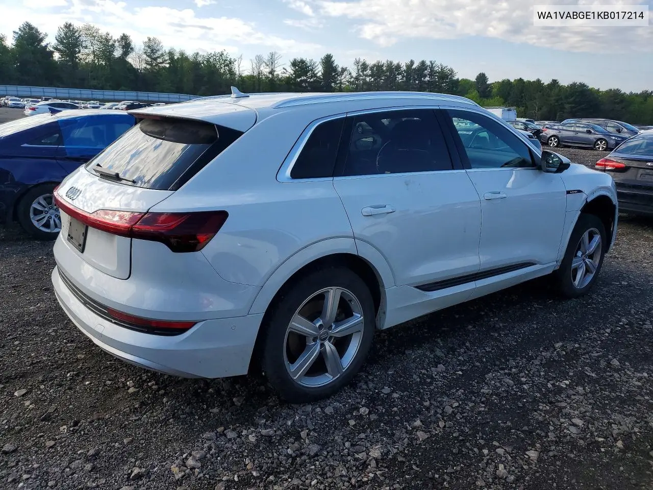 2019 Audi E-Tron Prestige VIN: WA1VABGE1KB017214 Lot: 53086986