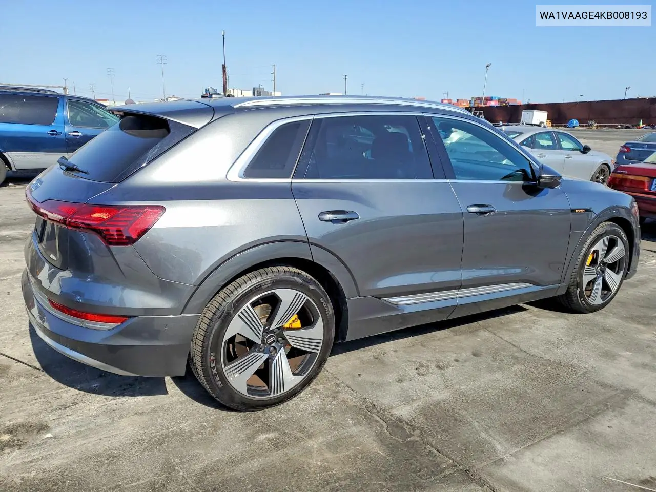 2019 Audi E-Tron Prestige VIN: WA1VAAGE4KB008193 Lot: 54654506