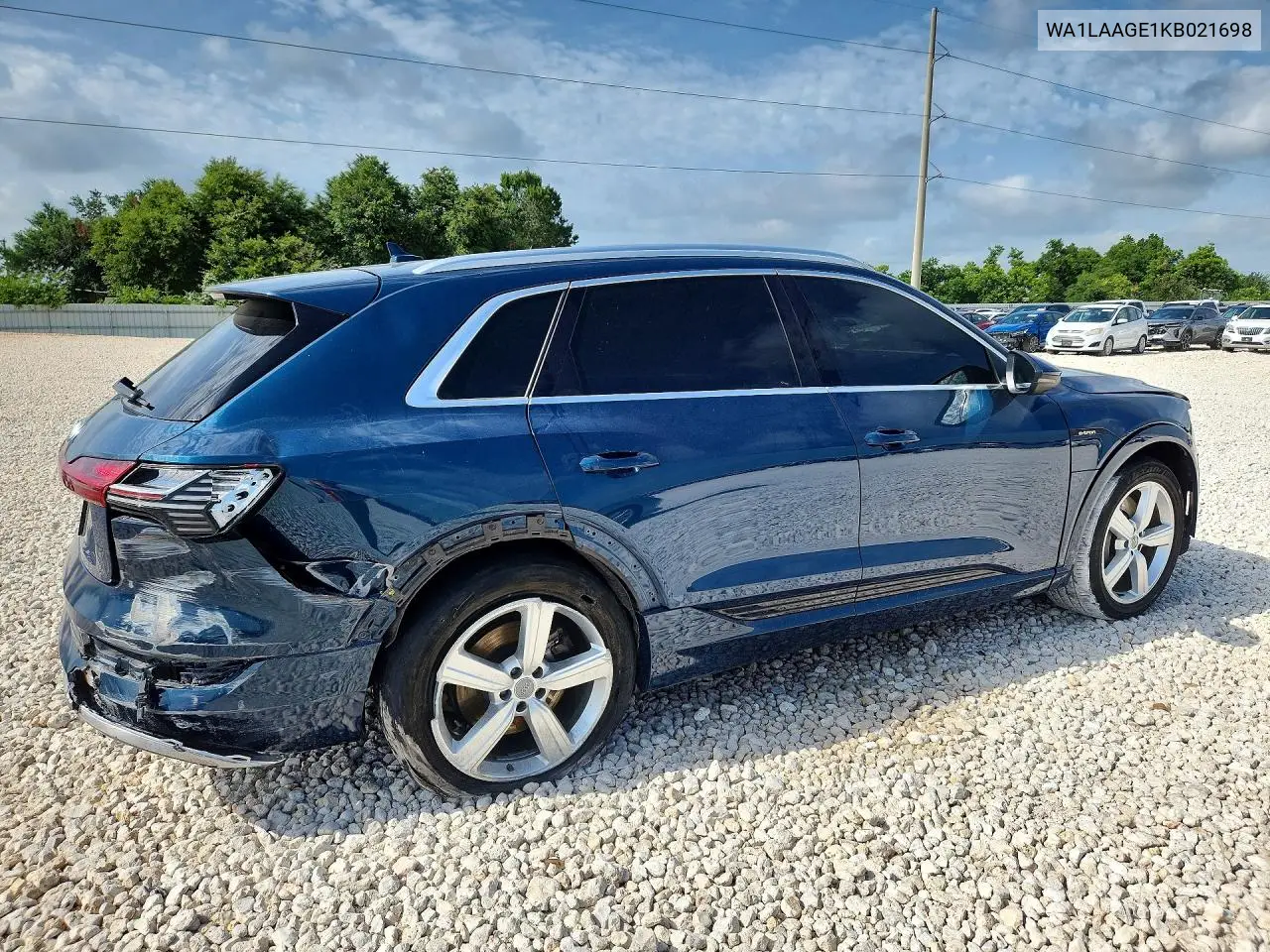 2019 Audi E-Tron Premium Plus VIN: WA1LAAGE1KB021698 Lot: 58891296