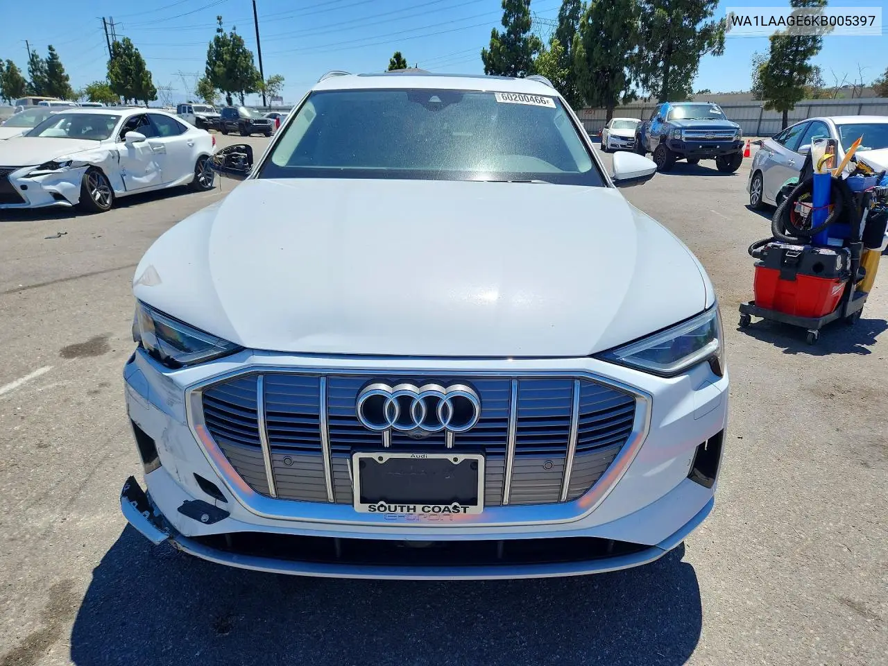 2019 Audi E-Tron Premium Plus VIN: WA1LAAGE6KB005397 Lot: 60200466