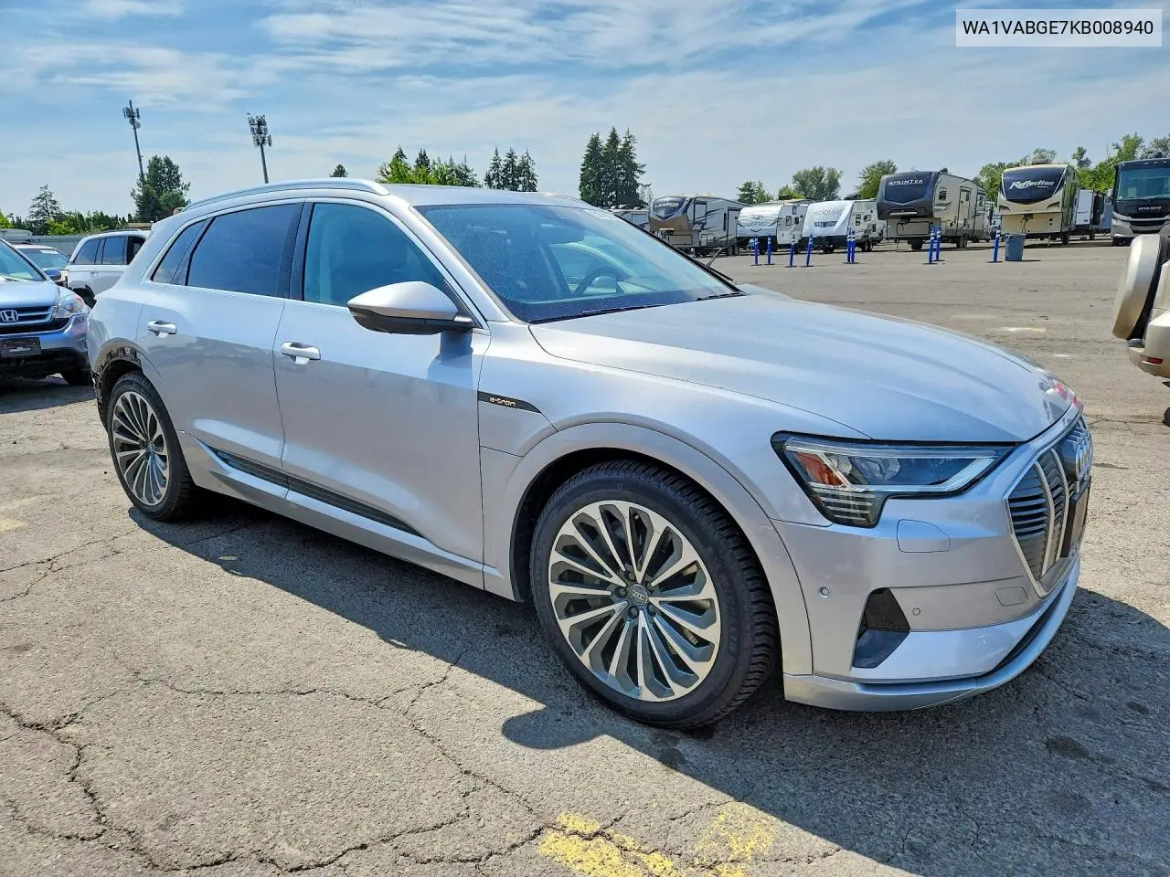 2019 Audi E-Tron Prestige VIN: WA1VABGE7KB008940 Lot: 61415876