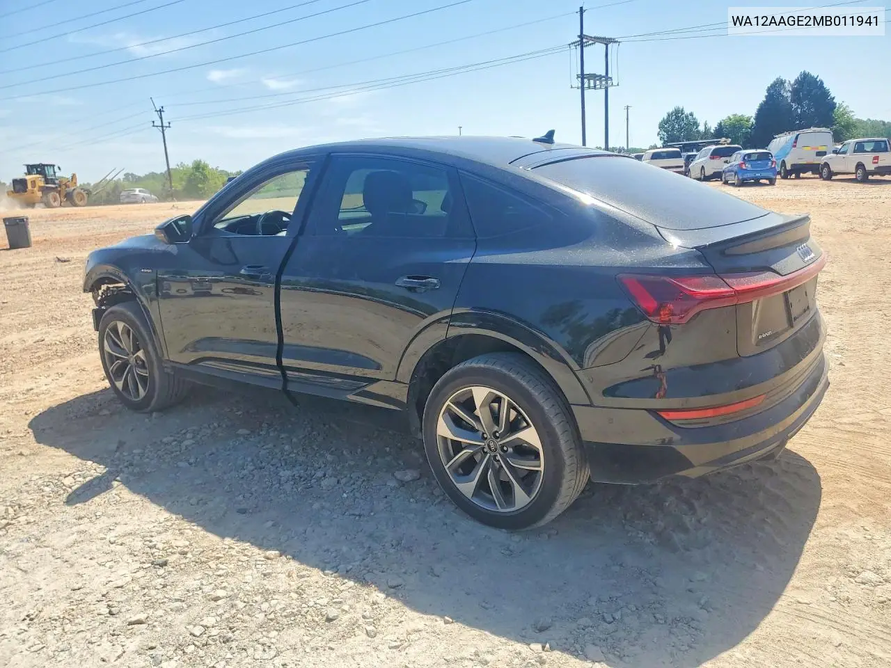 2021 Audi E-Tron Sportback Premium Plus VIN: WA12AAGE2MB011941 Lot: 50743556