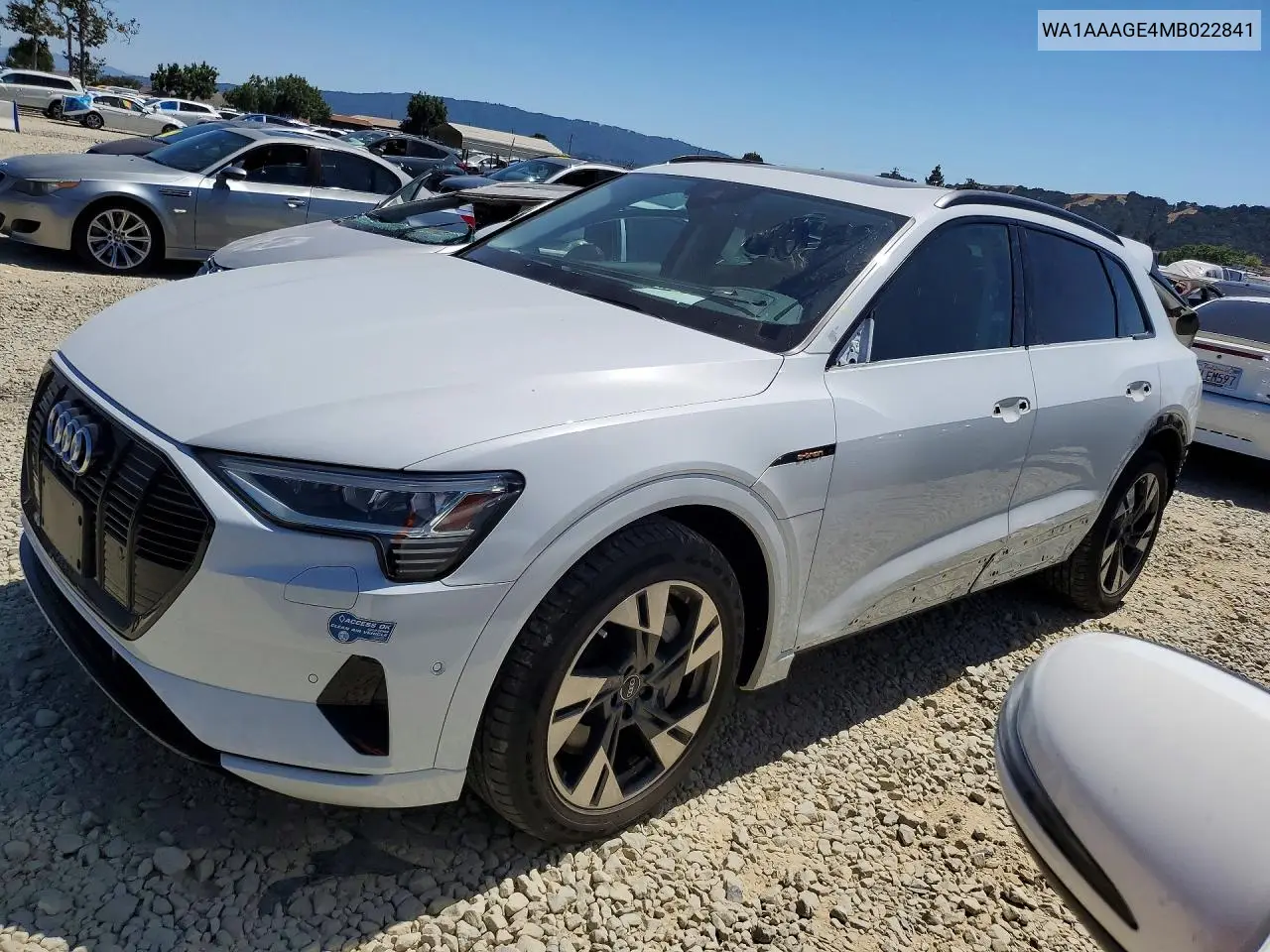 2021 Audi E-Tron Premium VIN: WA1AAAGE4MB022841 Lot: 58332186