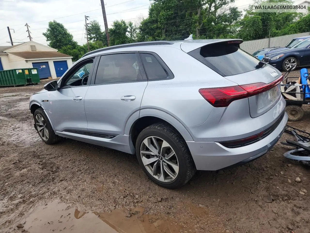 2021 Audi E-Tron Premium Plus VIN: WA1LAAGE6MB038404 Lot: 58786906