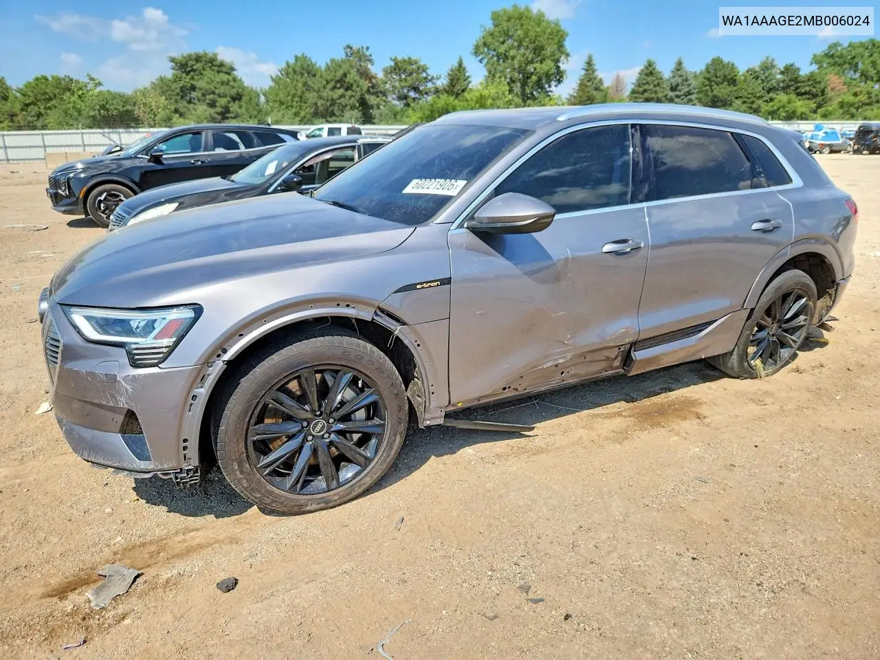2021 Audi E-Tron Premium VIN: WA1AAAGE2MB006024 Lot: 60221906