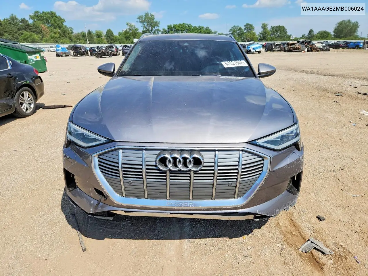 2021 Audi E-Tron Premium VIN: WA1AAAGE2MB006024 Lot: 60221906