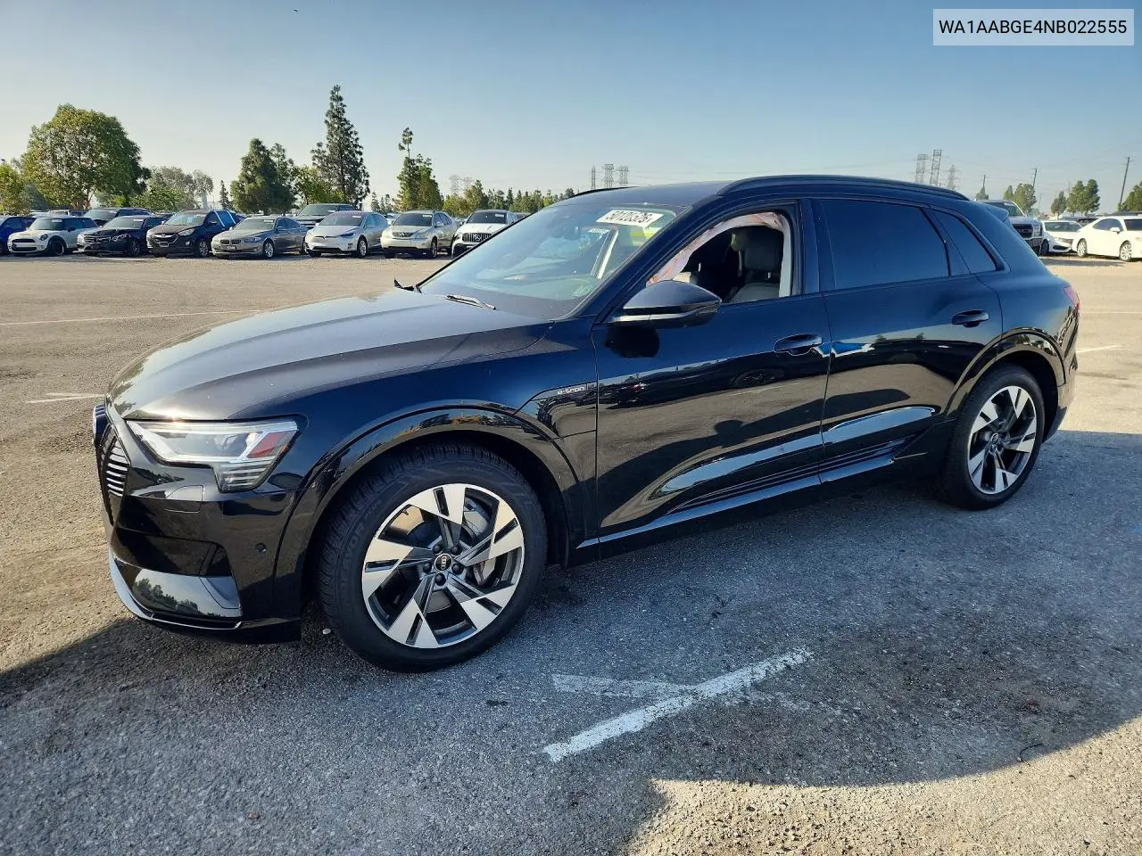 2022 Audi E-Tron Premium VIN: WA1AABGE4NB022555 Lot: 50128526