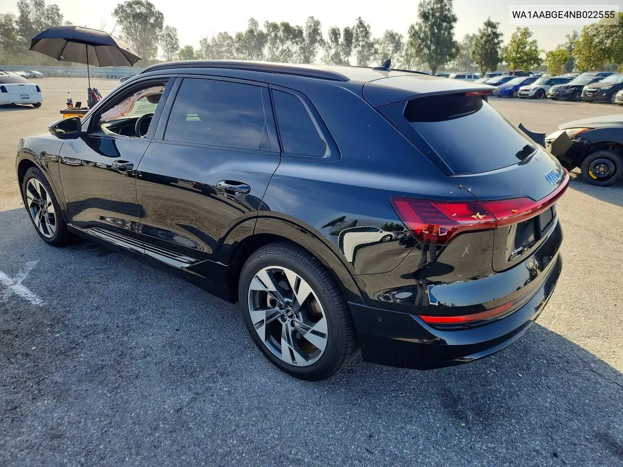 2022 Audi E-Tron Premium VIN: WA1AABGE4NB022555 Lot: 50128526