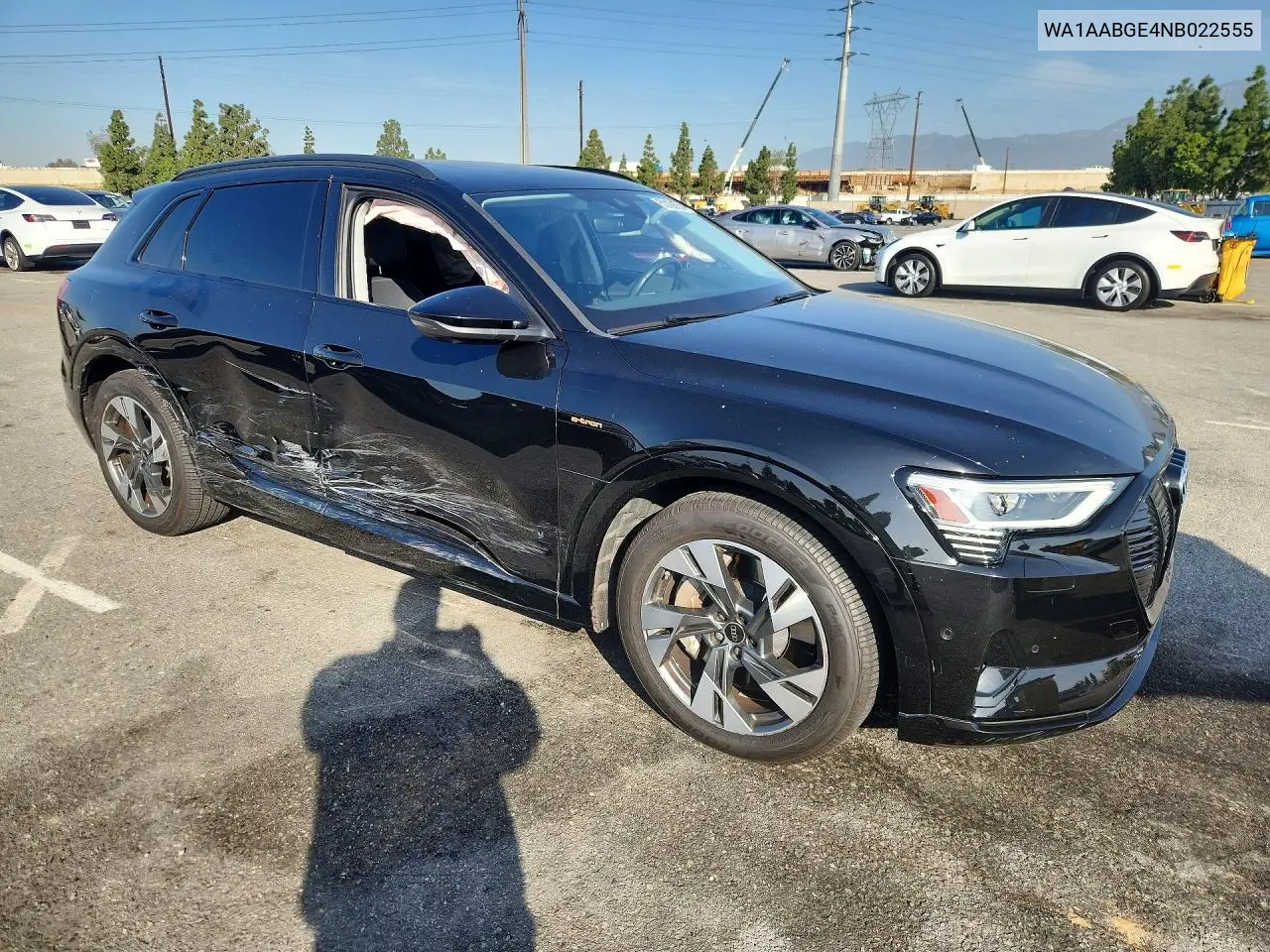 2022 Audi E-Tron Premium VIN: WA1AABGE4NB022555 Lot: 50128526