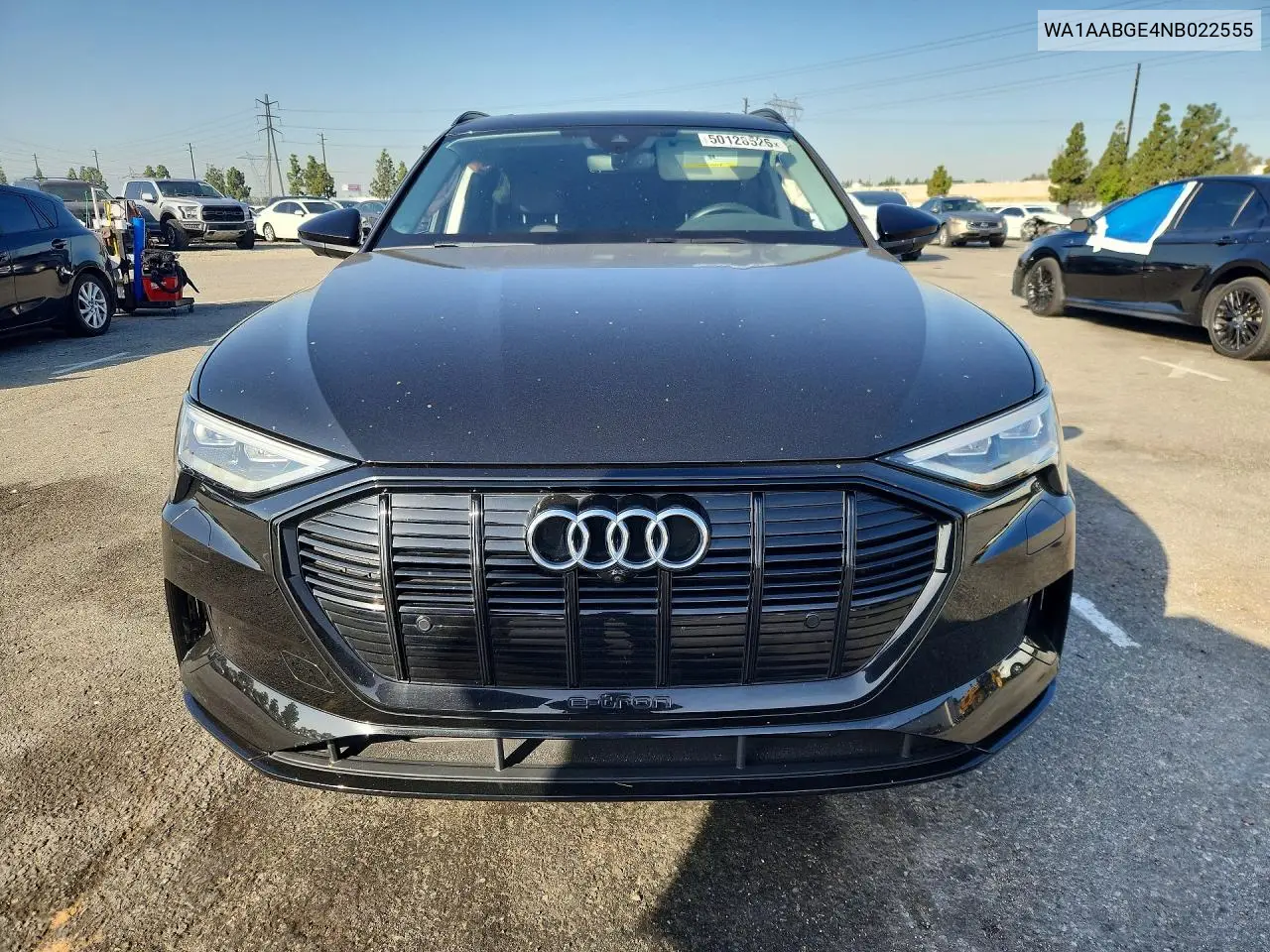 2022 Audi E-Tron Premium VIN: WA1AABGE4NB022555 Lot: 50128526