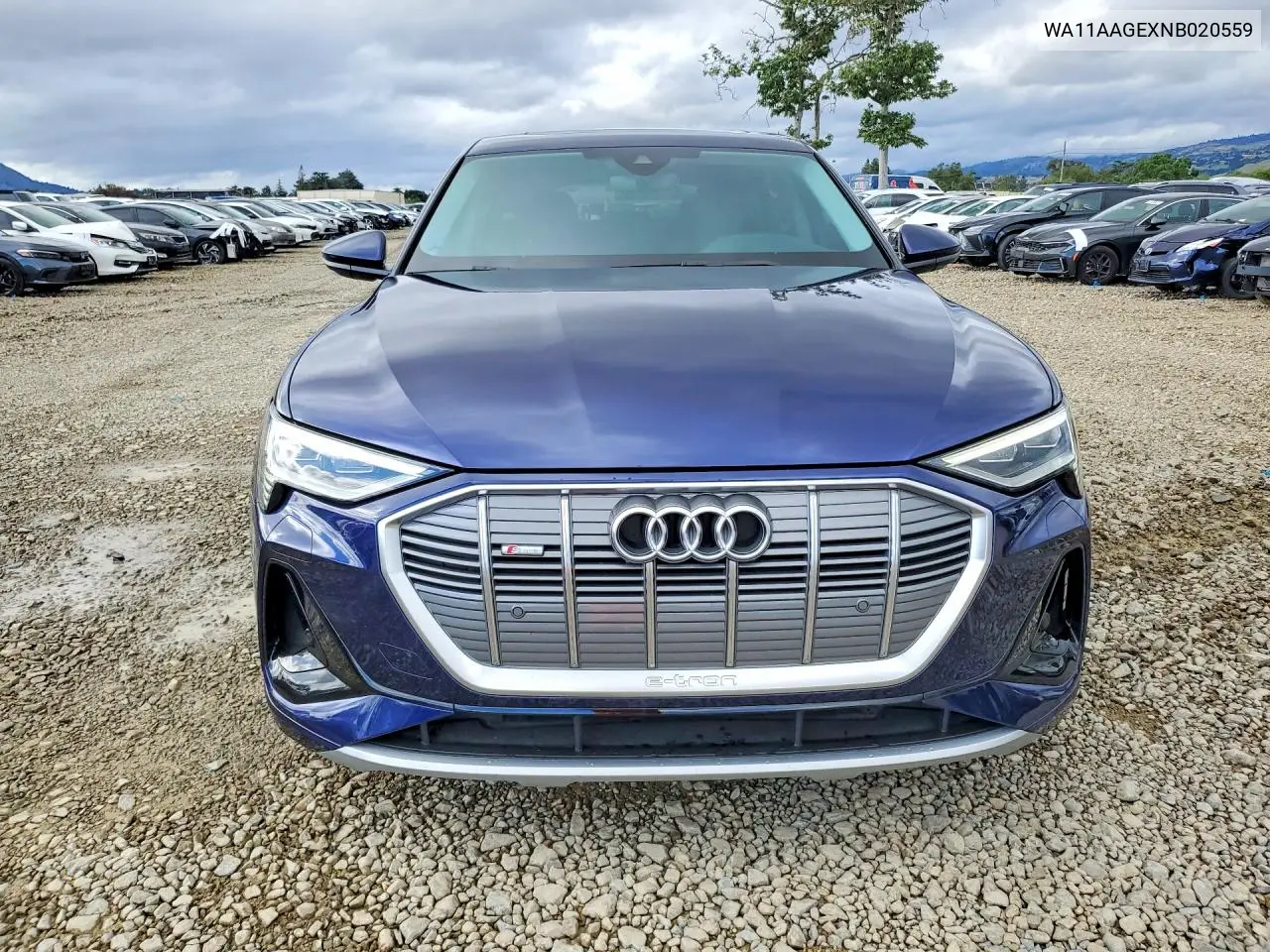 2022 Audi E-Tron Sportback Premium VIN: WA11AAGEXNB020559 Lot: 50621456