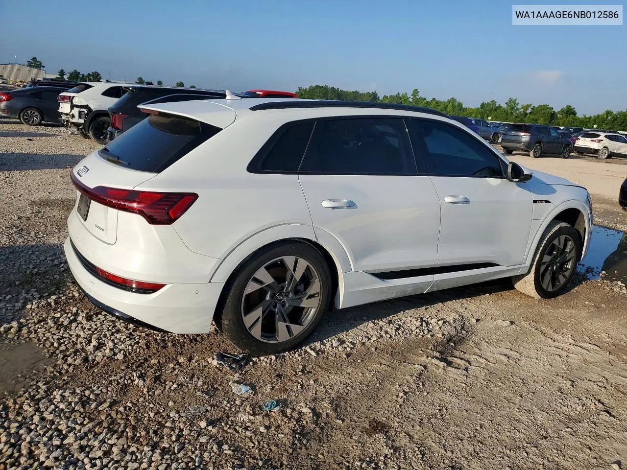 2022 Audi E-Tron Premium VIN: WA1AAAGE6NB012586 Lot: 54344516