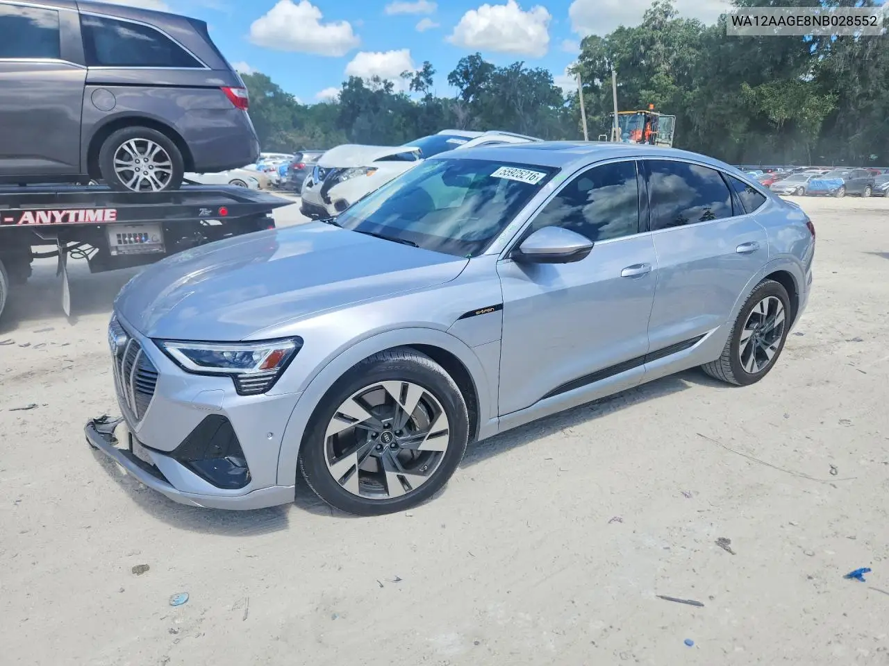 2022 Audi E-Tron Sportback Premium Plus VIN: WA12AAGE8NB028552 Lot: 55925216