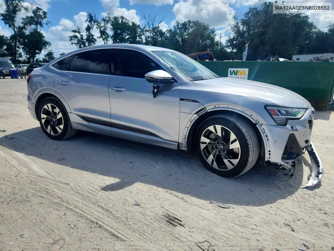 2022 Audi E-Tron Sportback Premium Plus VIN: WA12AAGE8NB028552 Lot: 55925216