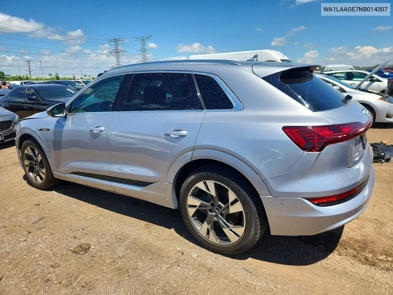 2022 Audi E-Tron Premium Plus VIN: WA1LAAGE7NB014307 Lot: 57236456