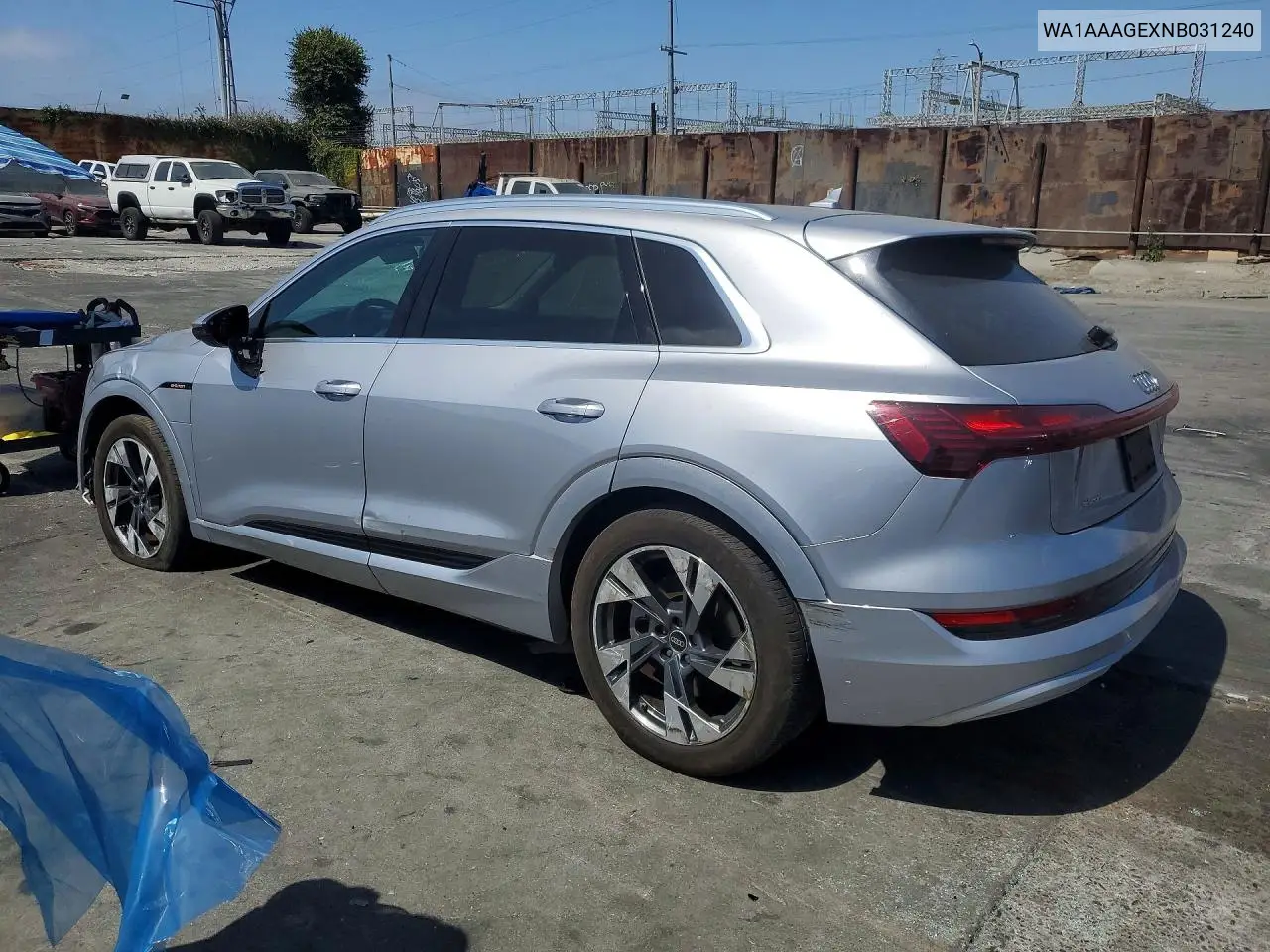 2022 Audi E-Tron Premium VIN: WA1AAAGEXNB031240 Lot: 60802876