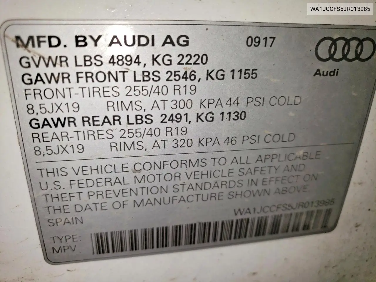 2018 Audi Q3 Premium Plus VIN: WA1JCCFS5JR013985 Lot: 55418116