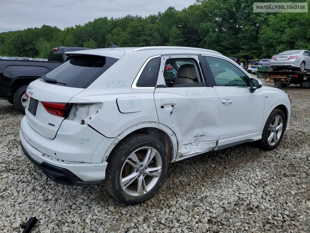 2020 Audi Q3 Premium S Line VIN: WA1DECF35L1060158 Lot: 58069126