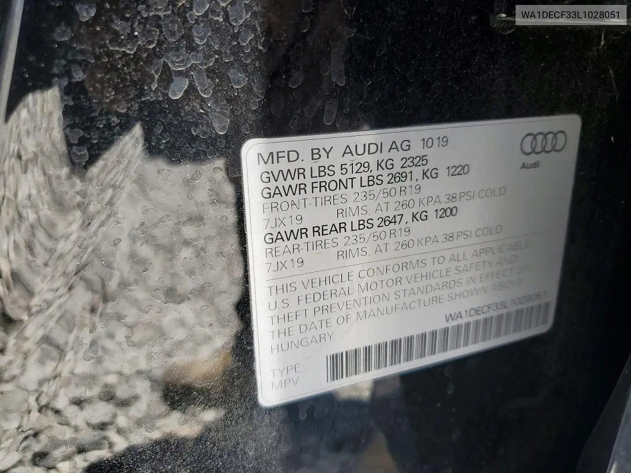 2020 Audi Q3 Premium S Line VIN: WA1DECF33L1028051 Lot: 58622396