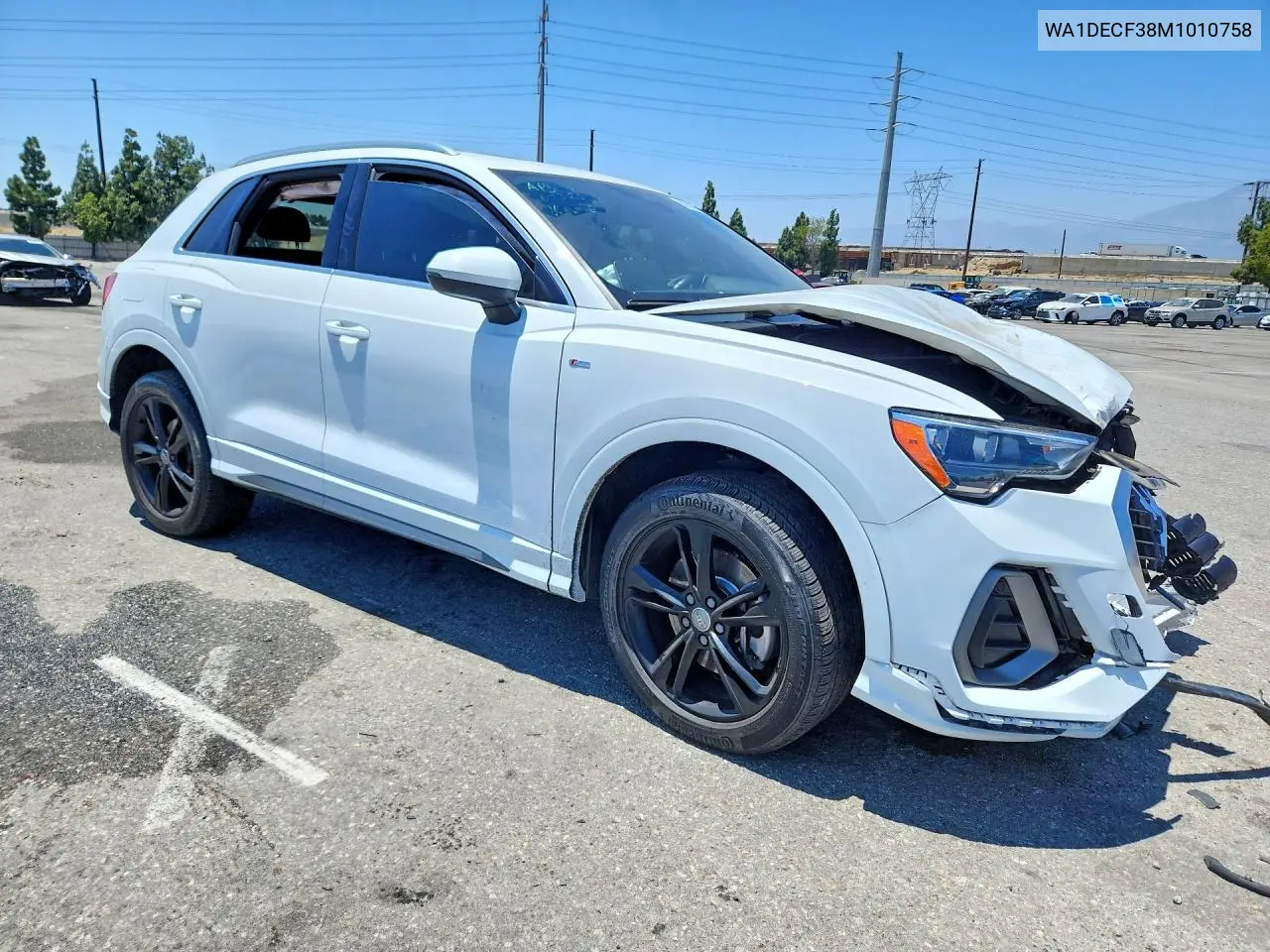 2021 Audi Q3 Premium S Line 45 VIN: WA1DECF38M1010758 Lot: 58316836