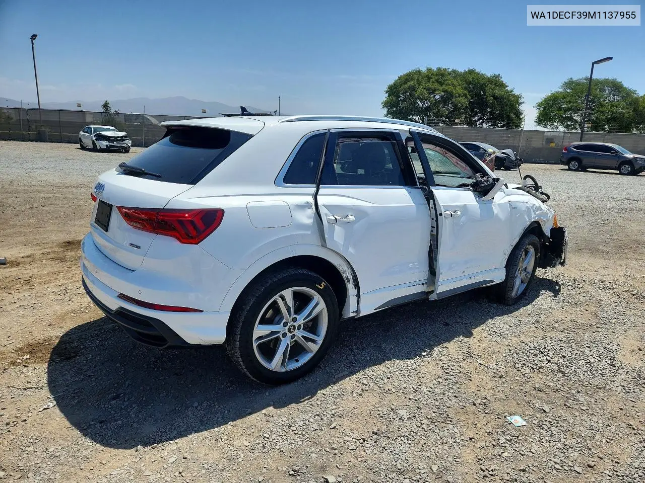 2021 Audi Q3 Premium S Line 45 VIN: WA1DECF39M1137955 Lot: 61400856