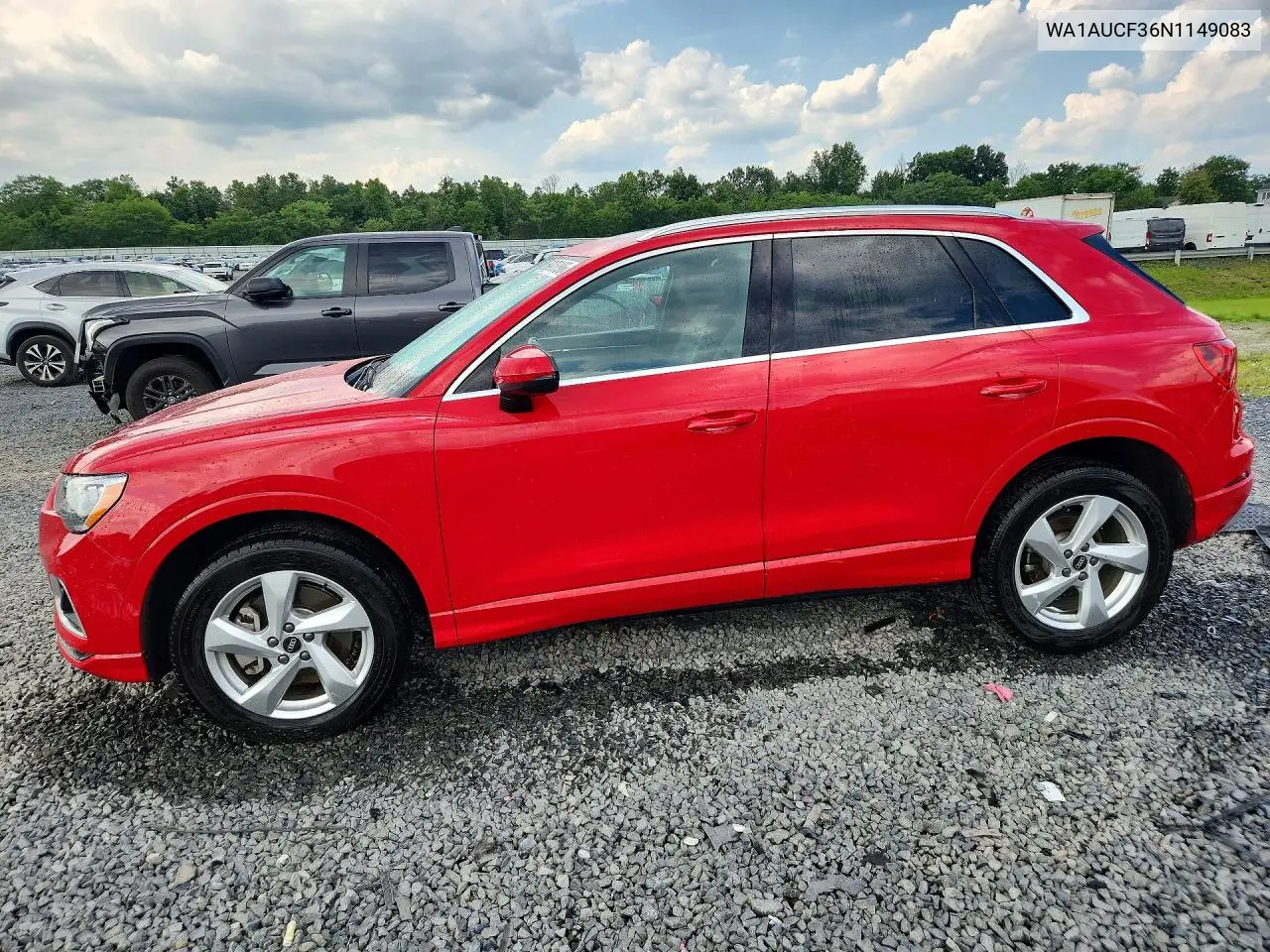 2022 Audi Q3 Premium 40 VIN: WA1AUCF36N1149083 Lot: 59170196