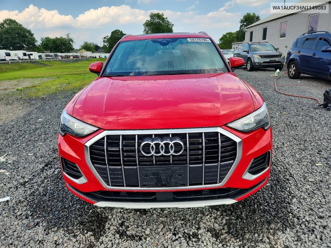 2022 Audi Q3 Premium 40 VIN: WA1AUCF36N1149083 Lot: 59170196