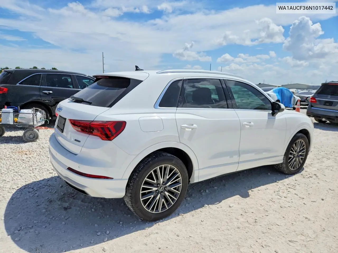 2022 Audi Q3 Premium 40 VIN: WA1AUCF36N1017442 Lot: 59851856