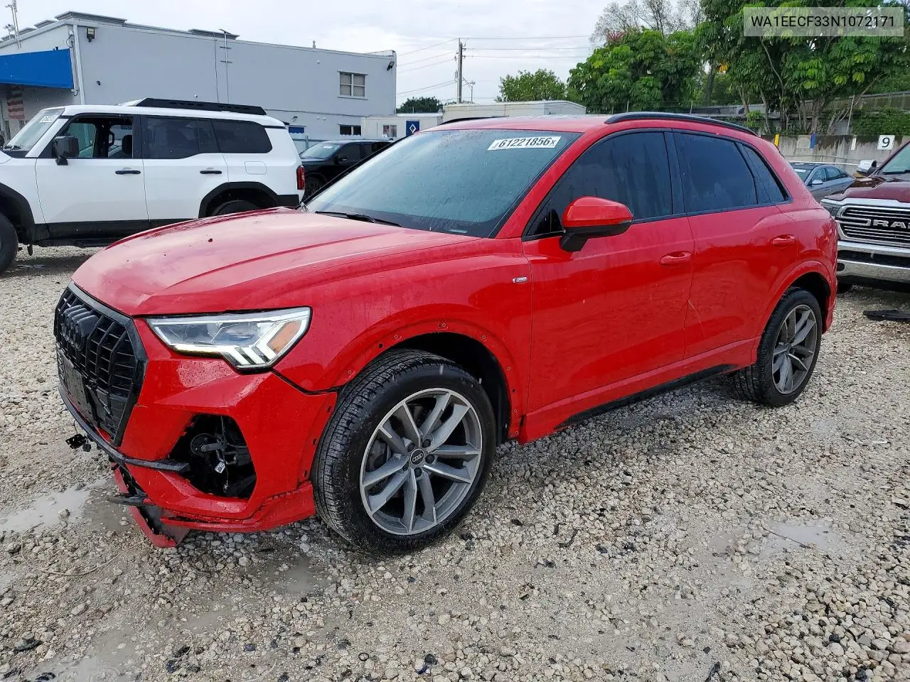 2022 Audi Q3 Premium Plus S Line 45 VIN: WA1EECF33N1072171 Lot: 61221856