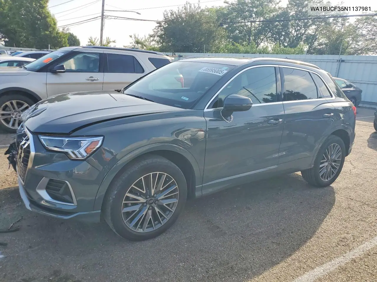 2022 Audi Q3 Premium Plus 40 VIN: WA1BUCF35N1137981 Lot: 85995005