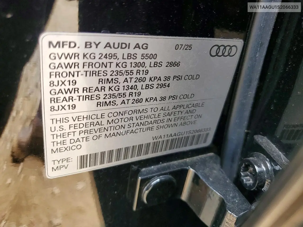 2025 Audi Q5 Premium VIN: WA11AAGU1S2066333 Lot: 61046316