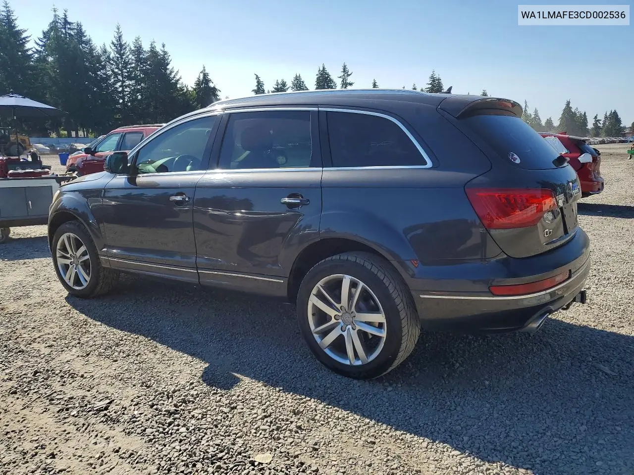 2012 Audi Q7 Premium Plus VIN: WA1LMAFE3CD002536 Lot: 61362876