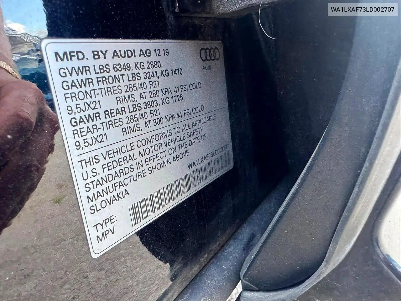 2020 Audi Q7 Premium Plus VIN: WA1LXAF73LD002707 Lot: 61204106