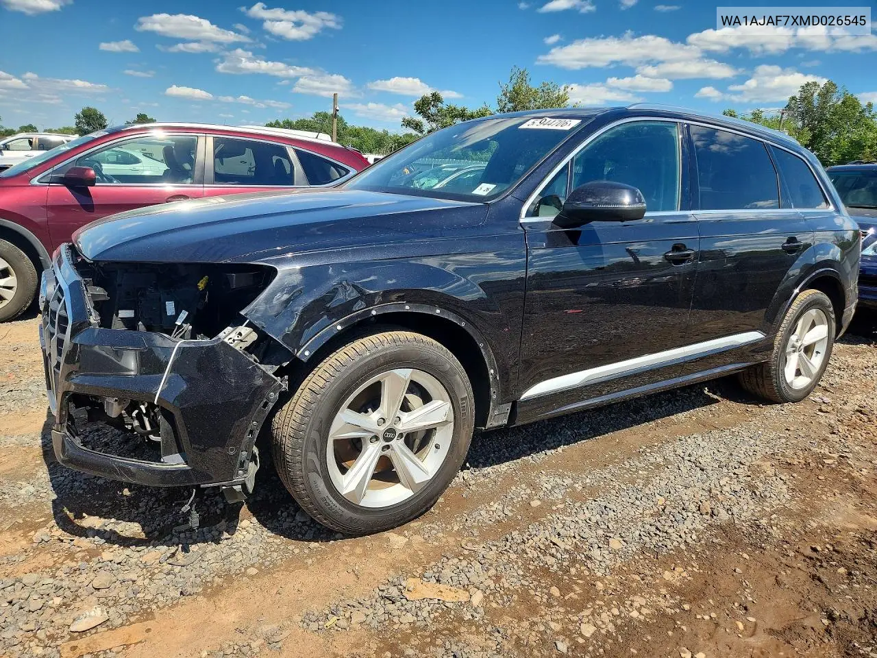 2021 Audi Q7 Premium VIN: WA1AJAF7XMD026545 Lot: 57944706