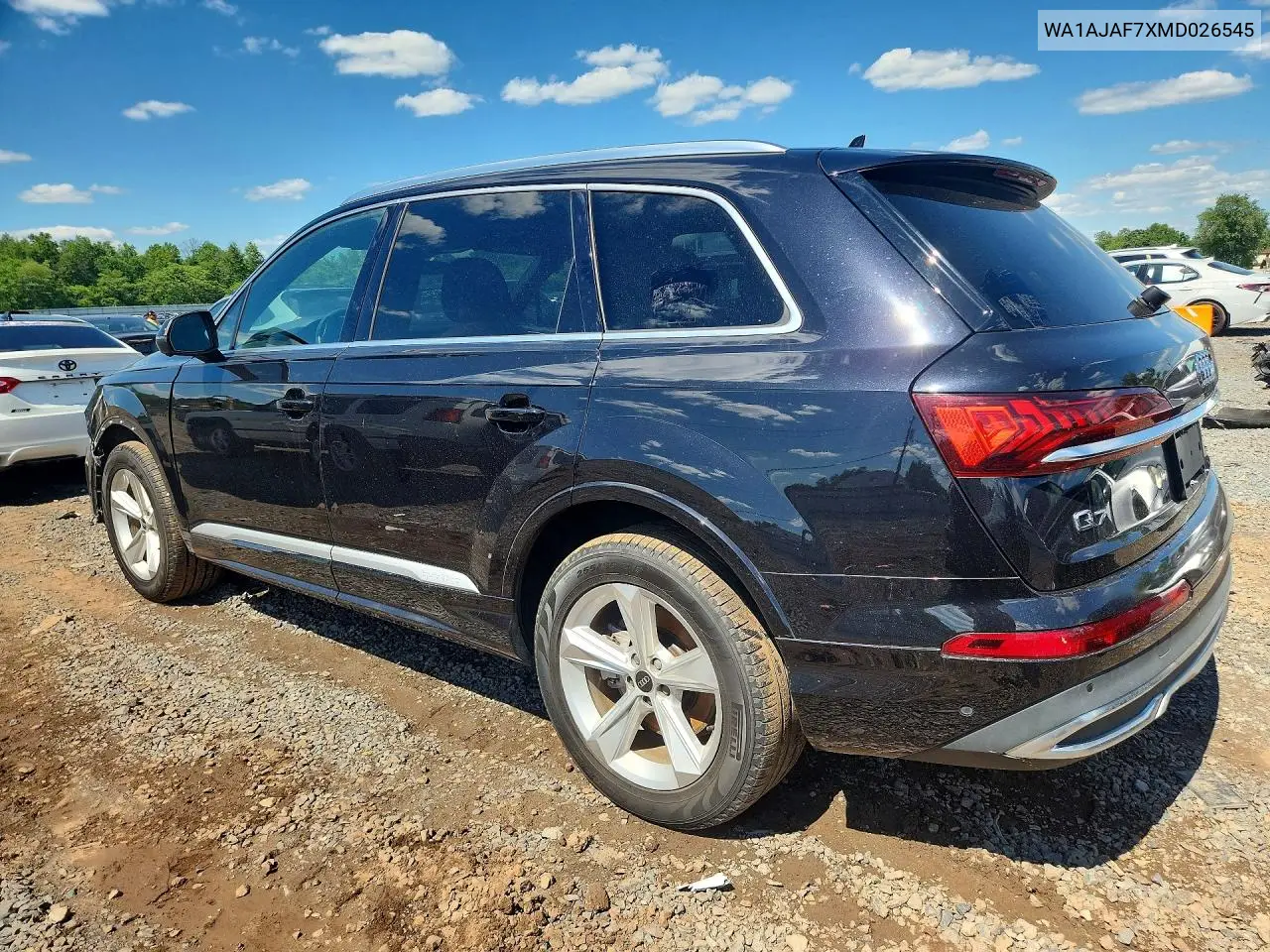 2021 Audi Q7 Premium VIN: WA1AJAF7XMD026545 Lot: 57944706
