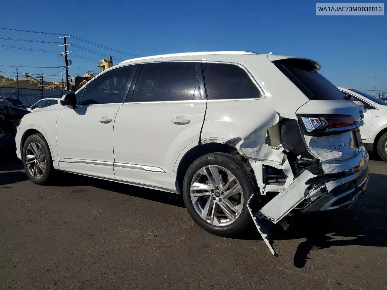 2021 Audi Q7 Premium VIN: WA1AJAF73MD038813 Lot: 60527356