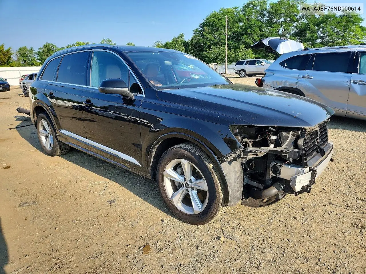 2022 Audi Q7 Premium VIN: WA1AJBF76ND000614 Lot: 59080296