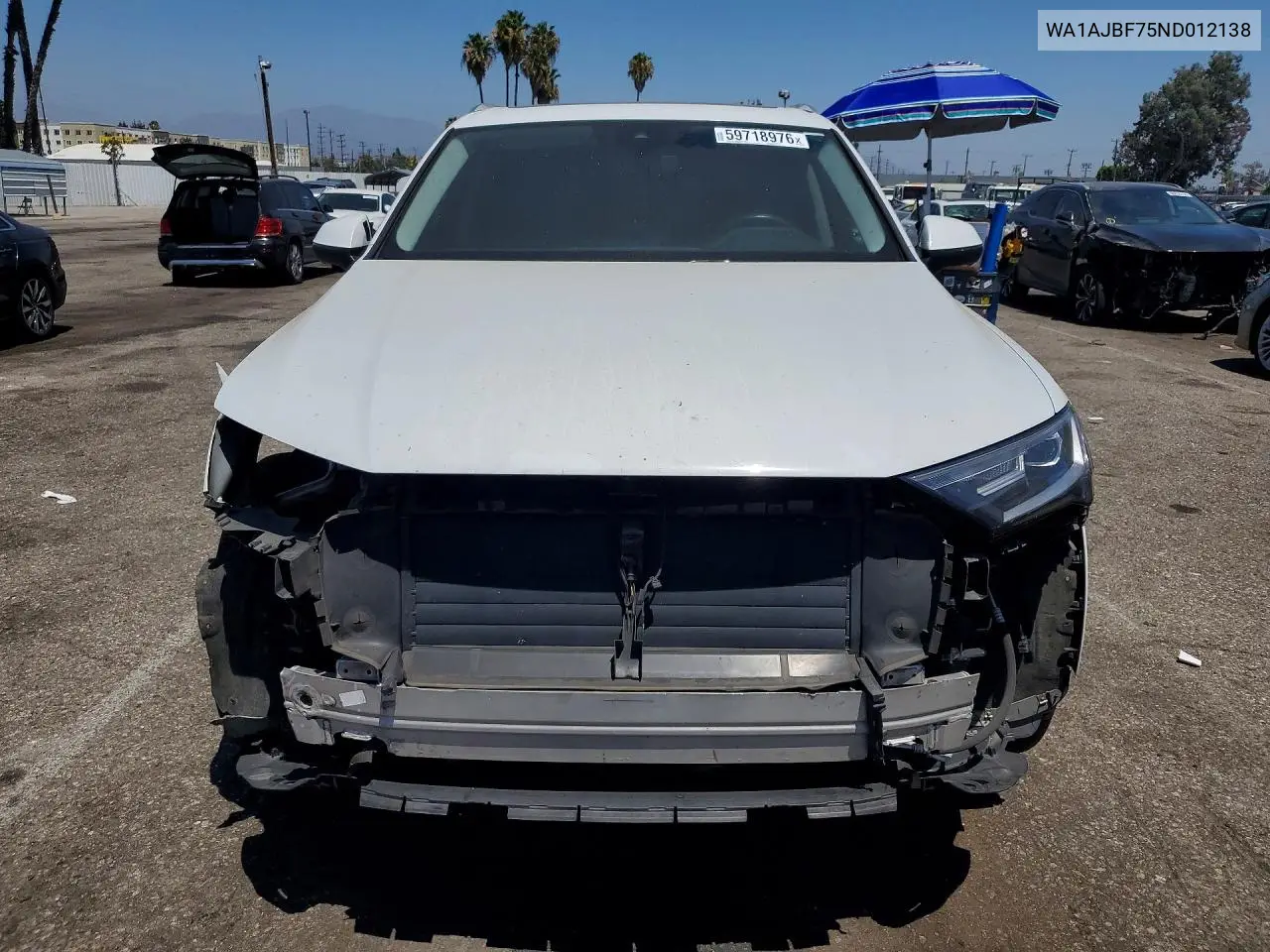 2022 Audi Q7 Premium VIN: WA1AJBF75ND012138 Lot: 59718976