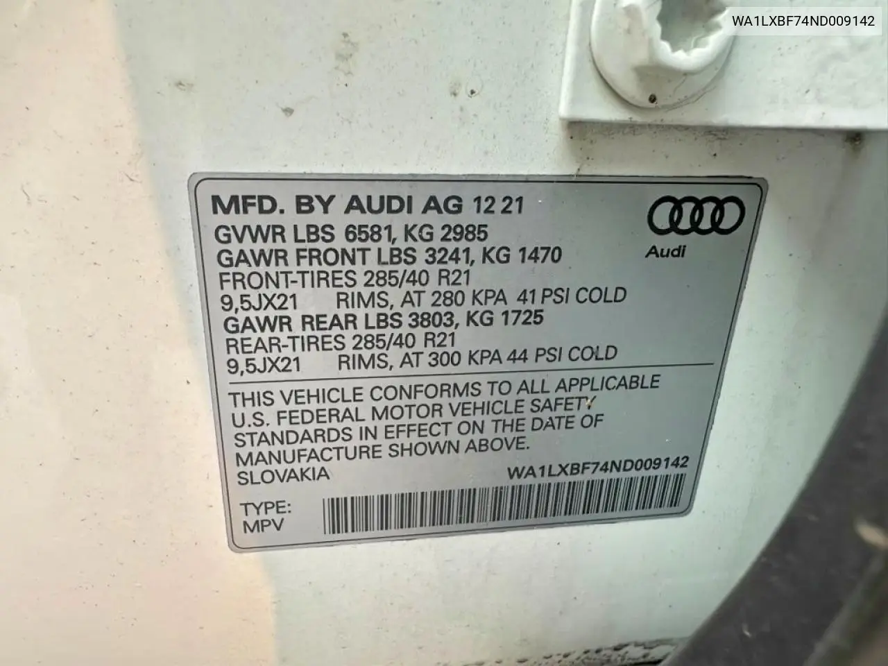 2022 Audi Q7 Premium Plus VIN: WA1LXBF74ND009142 Lot: 61083186
