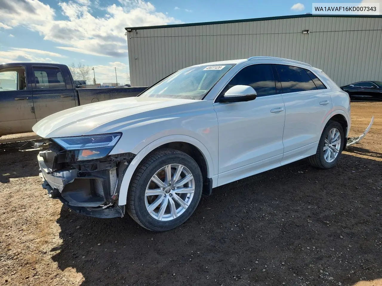 2019 Audi Q8 Premium VIN: WA1AVAF16KD007343 Lot: 48637426