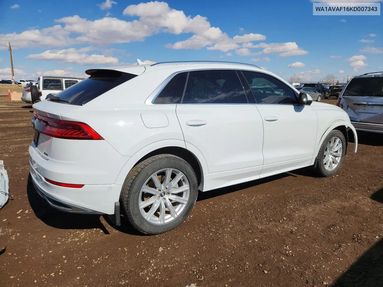 2019 Audi Q8 Premium VIN: WA1AVAF16KD007343 Lot: 48637426